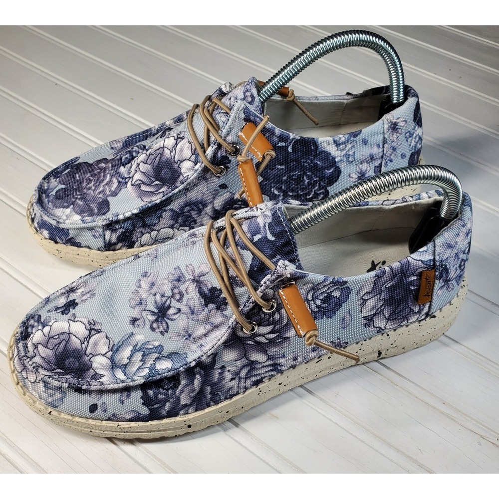 Avanti Slip On Gray‎ Floral Shoes Ladies Size 9 Vegan Friendly